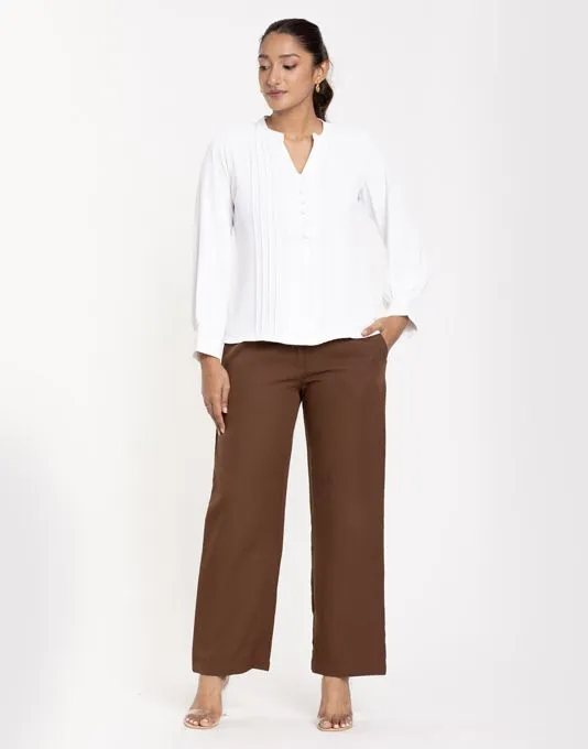 Sophia Pleat Detail Blouse – White