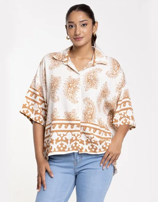 Island Girl Oversize Blouse – Brown