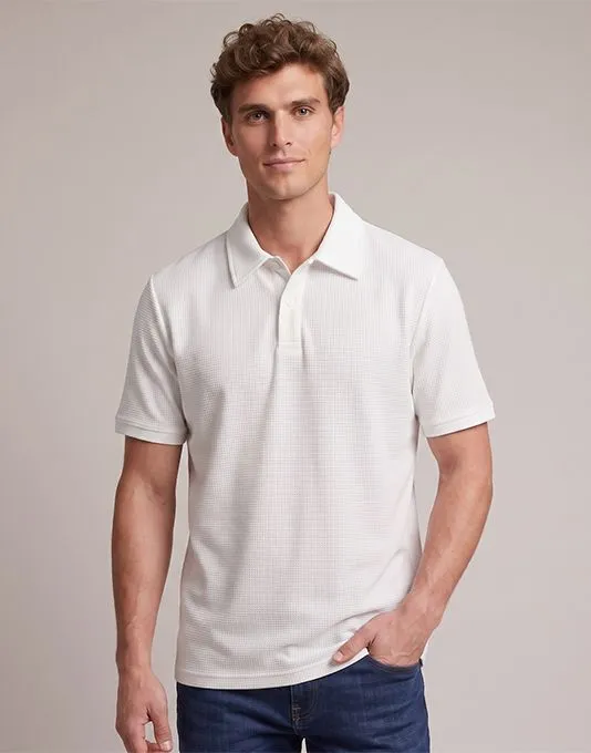 Urban Waffle Polo T-Shirt – White
